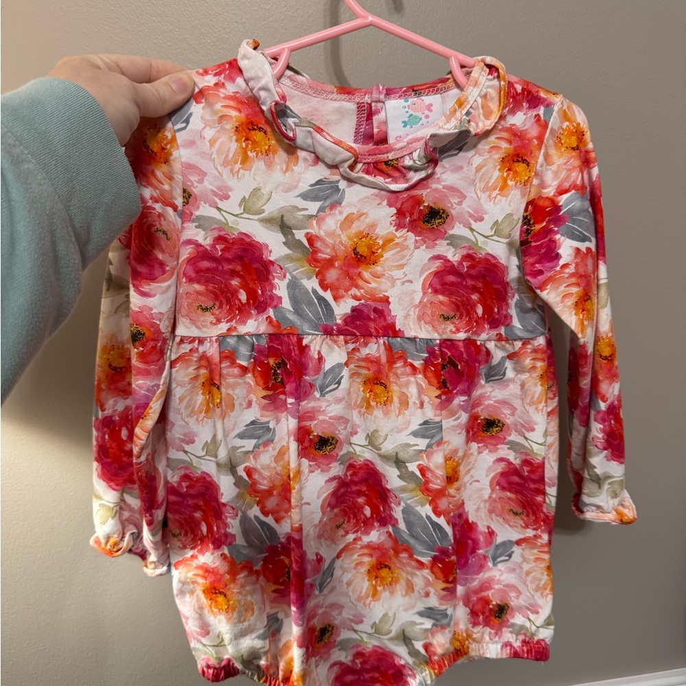 Red and Pink Floral Long Sleeve Tee